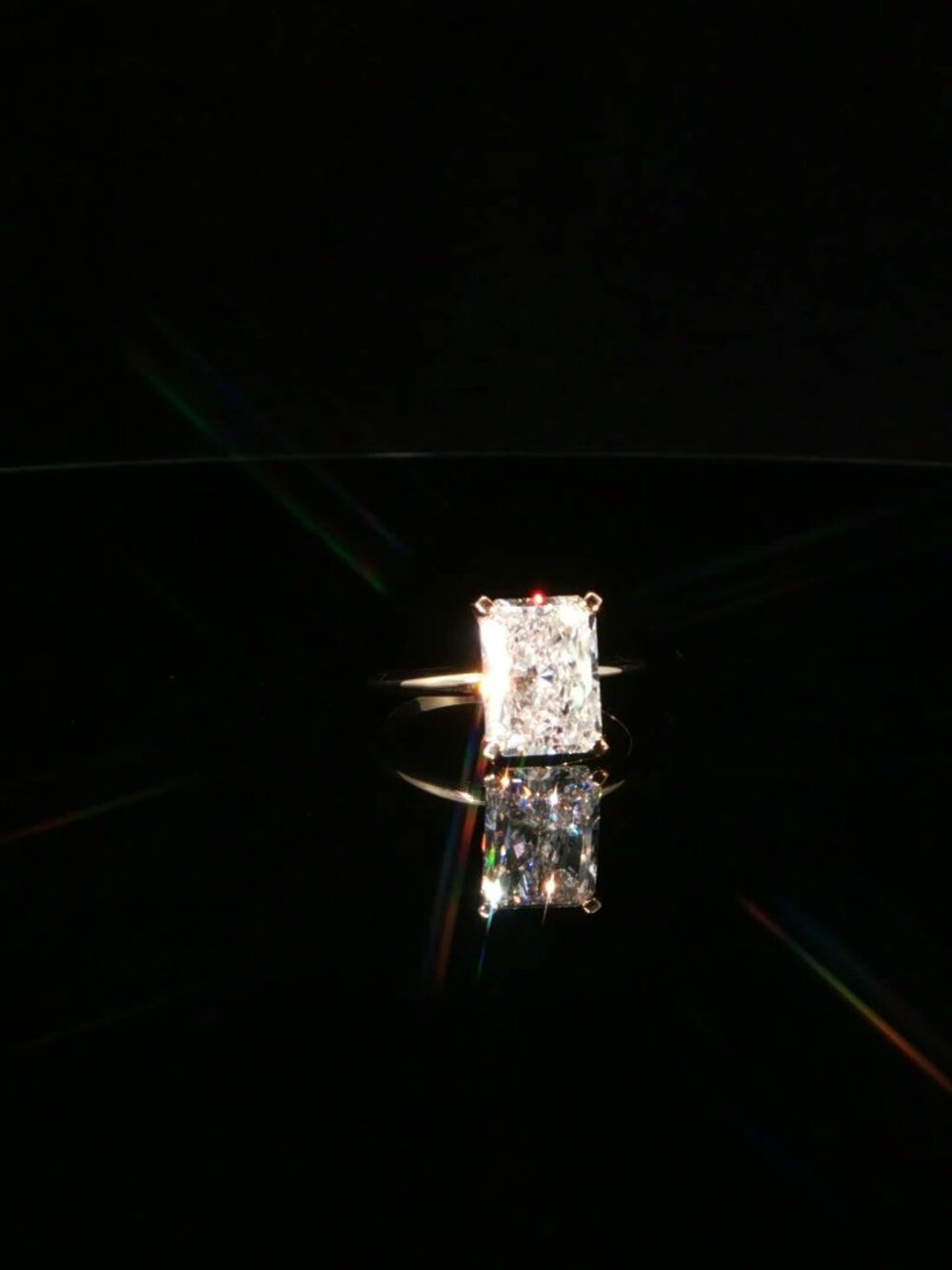 3.51 CT Lab Grown Radiant Diamond Solitaire Ring 14K Yellow Gold Size 6